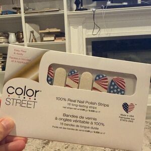 Color Street Red White Blue Flag & Gold Glitter Nail Strips